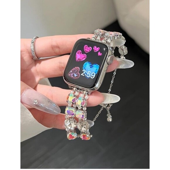 New in package Women Jewelry Bangle Pearl Strap For Apple Watch Band 42/44/45 MM - Picture 6 of 12
